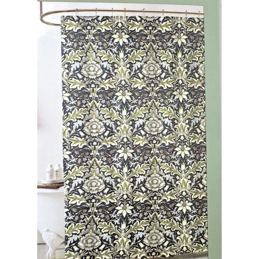 Morris & Co Shower Curtain Severne Blue Green Floral English Country Garden